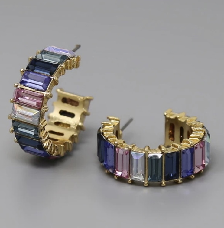 Top Accessory: Rainbow Crystal Hoops